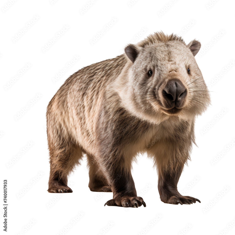 Wombat full body, standing, isolated on transparent background Wombat full body, standing, isolated on transparent background