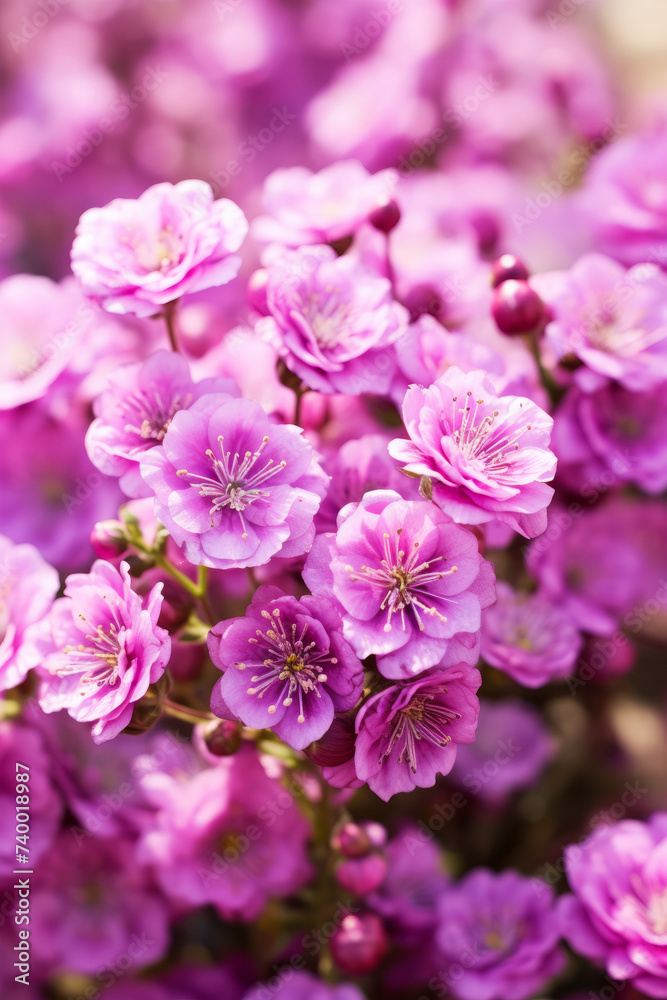 Purple sakura flowers in nature: close-up macro shot Purple sakura flowers in nature: close-up macro shot