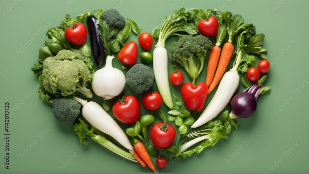 fresh Heart shaped vegetable. 4K landscape Illustration. 