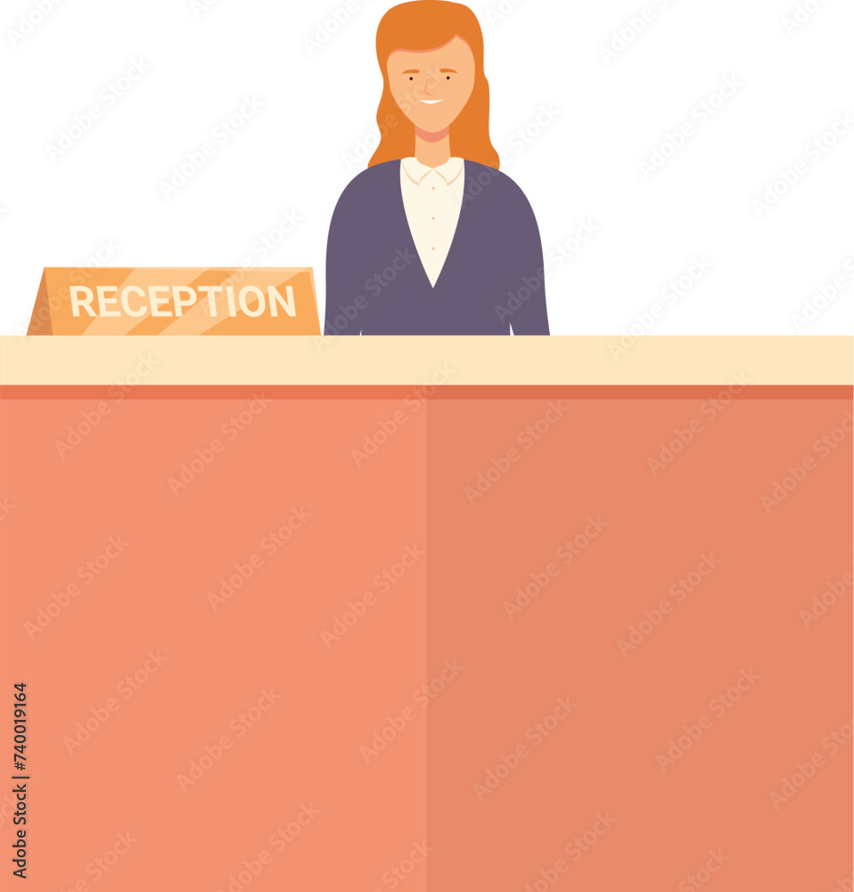 Desk clerk support icon cartoon vector. Online call phone. Welcome front Desk clerk support icon cartoon vector. Online call phone. Welcome front