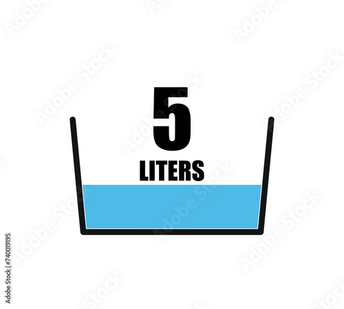 5 liters icon. Liquid measure vector design in liters isolated on white background