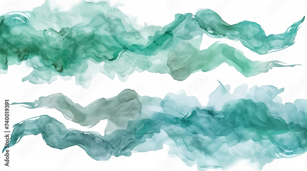 Obraz premium Set of Emerald and Sky Blue Swashes Watercolor