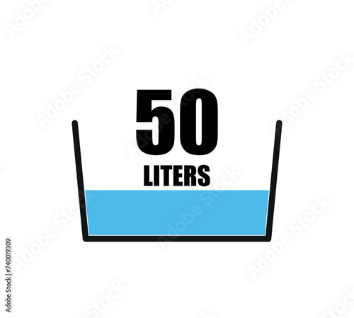 50 liters icon. Liquid measure vector design in liters isolated on white background