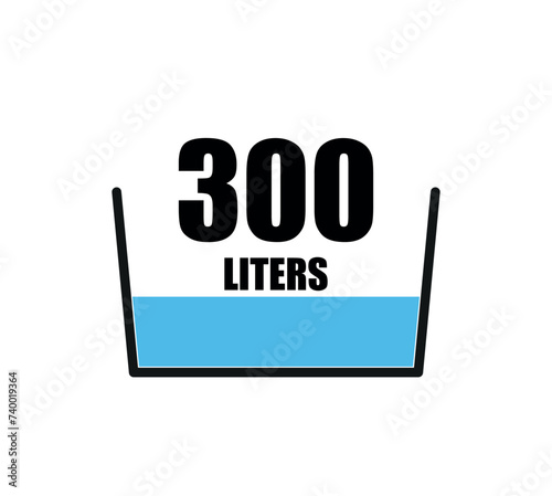 300 liters icon. Liquid measure vector design in liters isolated on white background