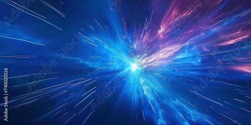 Explosive light burst illustration as dynamic background vivid of glowing energy and abstract space sense of power speed and futuristic design ideal for graphics related to technology science