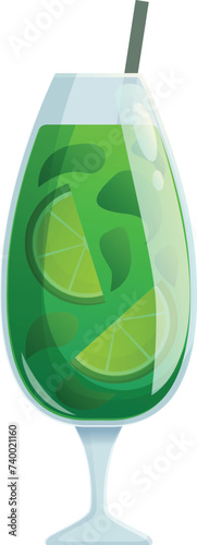 Green lime cocktail icon cartoon vector. Summer party restaurant. Gin ice tavern