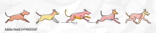 Rennende Hunde: Pastellfarbenes Lineart Vektorgrafik Bundle