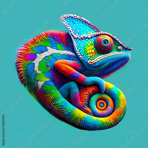Chameleon Closeup Look ,Generative AI © Zigma Arts