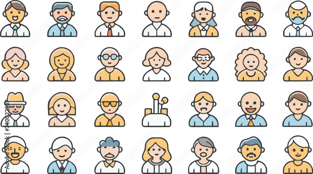 Obraz premium people line icons with editable strokes vector collections. 