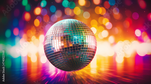 Disco ball illustration, multicolor music background