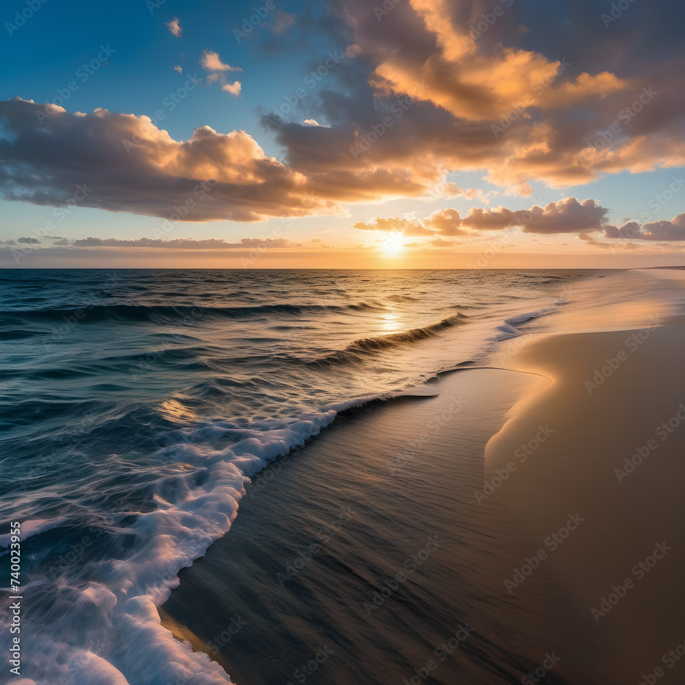 Tranquil Sunset on a Sandy Beach