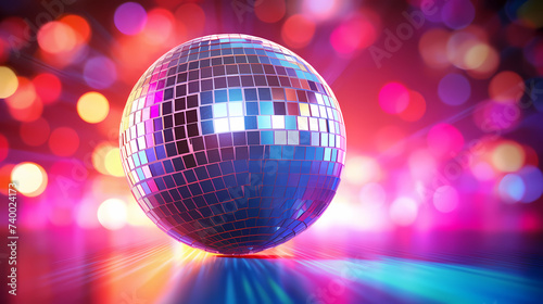 Disco ball illustration, multicolor music background