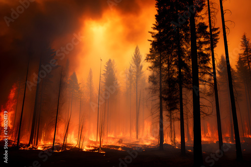 Relentless Destruction: A Dramatic Portrayal of a Forest Fire's Terrifying Power © Ollie