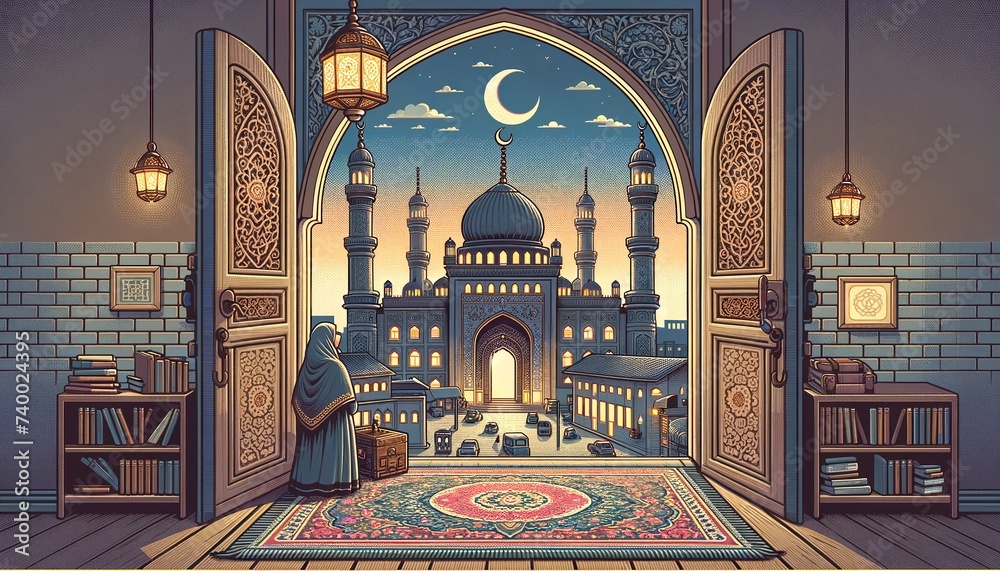 Fototapeta premium islamic architecture illustration ramadan