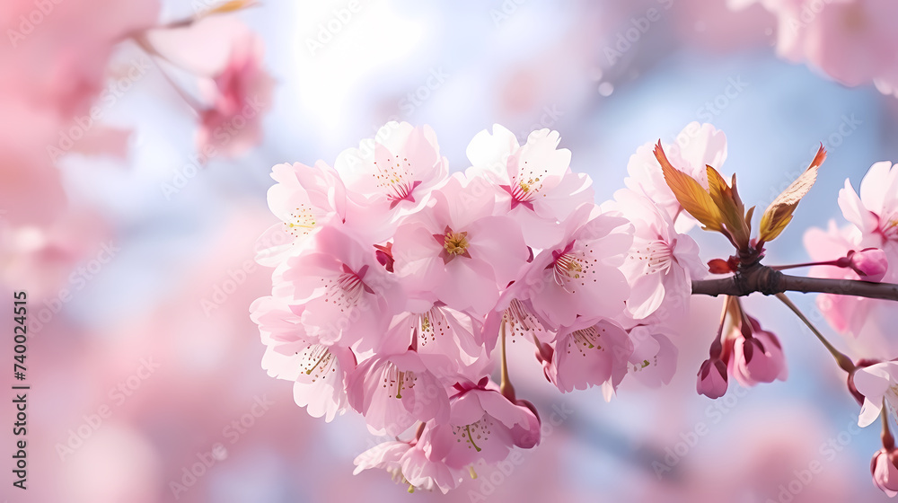 Beautiful pink spring cherry blossoms