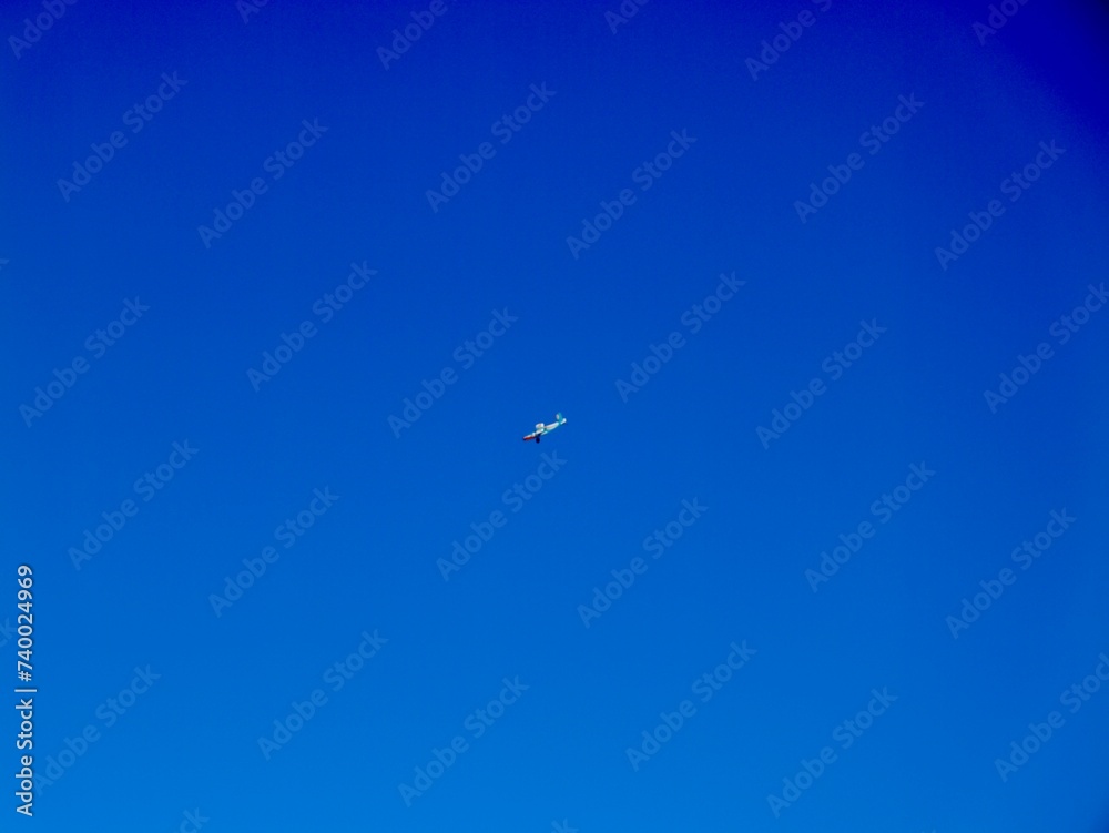 Plane flying near the Aeroclub de Castelló, El Grao de Castellón, Valencia, Spain