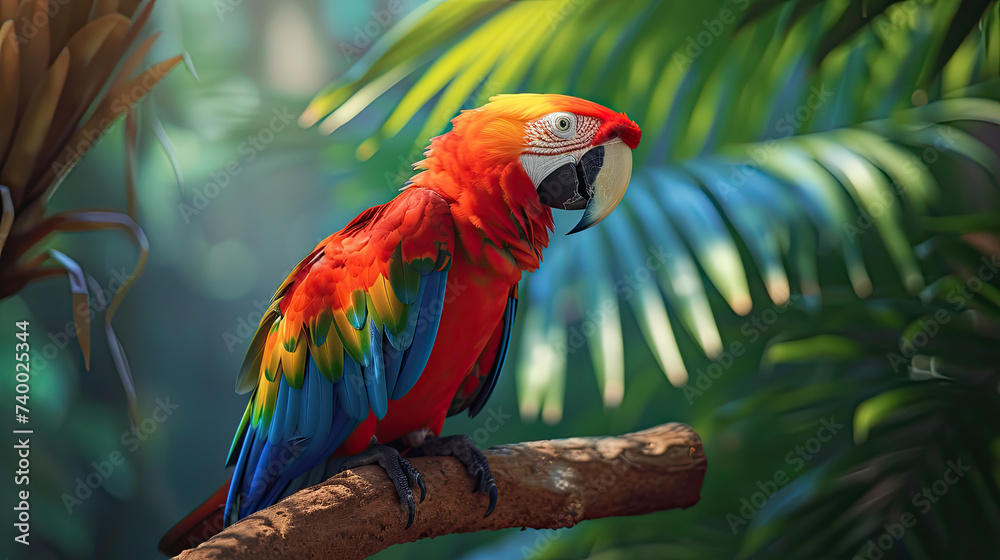 custom made wallpaper toronto digitalcolorful macaw parrot on tree branch. wildlife scene tropical forest. colorful parrot on green tree in nature habitat