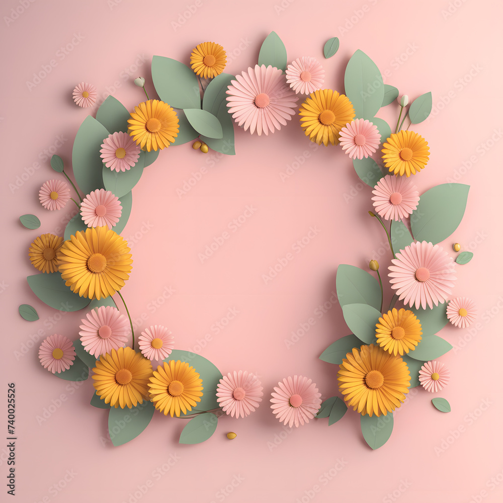 Pastel Background with 3D Women's Day and Mother's Day Frame Template featuring Floral Flower. Concept of Love and Relationship.