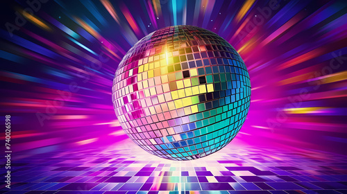 Disco ball illustration, multicolor music background