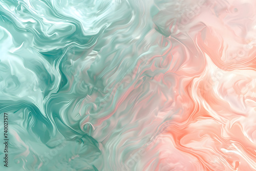 Watercolor background with swirls and waves, mixing two colors green and pink.