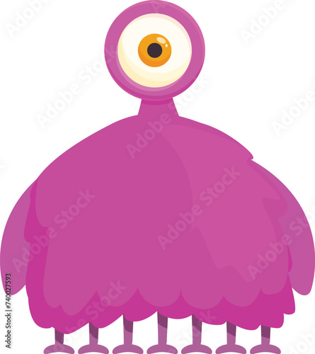 One eye creature icon cartoon vector. Child face. Multi legs monster
