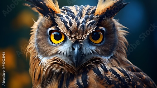 Close-up photo of owl 8k © Piyada