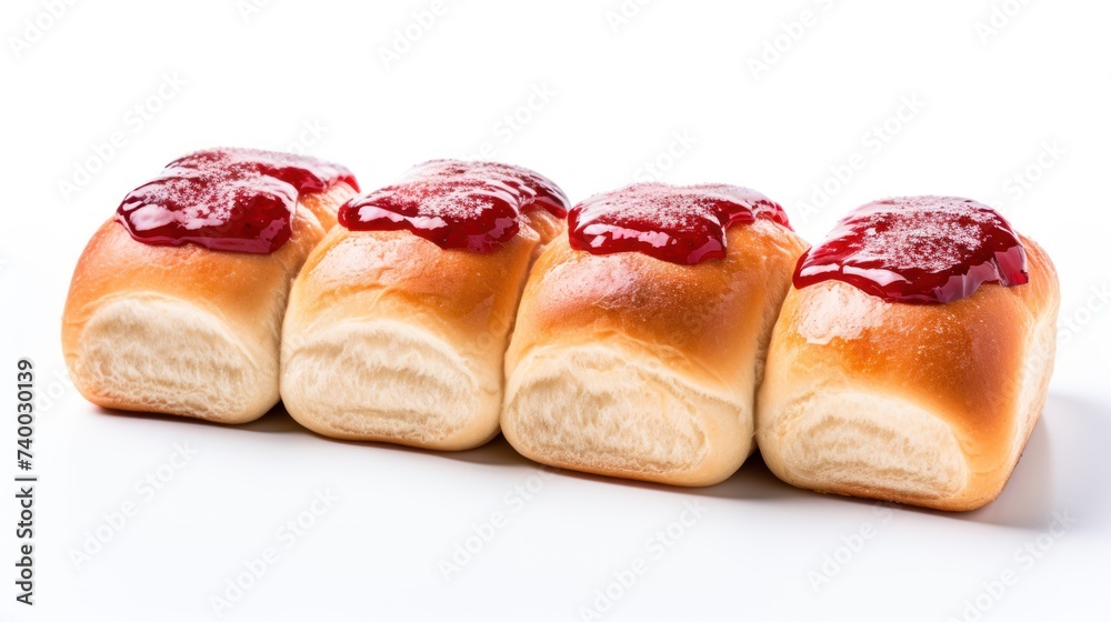 Jammy French rolls isolated on a white background