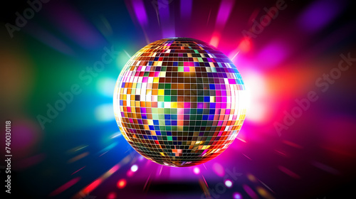 Disco ball illustration, multicolor music background