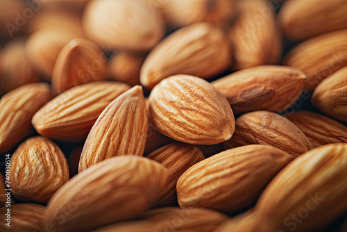 close up of almond nuts macro photo. almond kernels for background or texture 