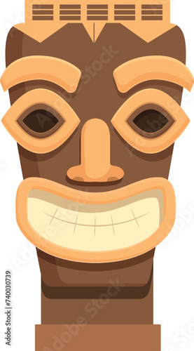 Statue maya shaman icon cartoon vector. Design face. Aged rock face