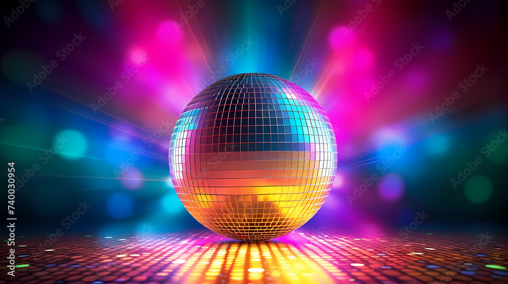 Obraz premium Disco ball illustration, multicolor music background