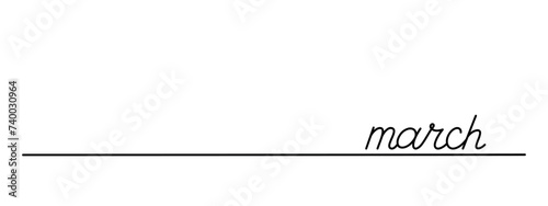 march word continuous line drawing, black line vector illustration, editable stroke bottom line, horizontal design element