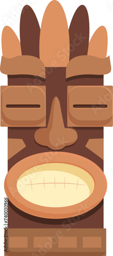 American totem icon cartoon vector. Animal angry. Face pole ancient