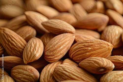 close up of almond nuts macro photo. almond kernels for background or texture
