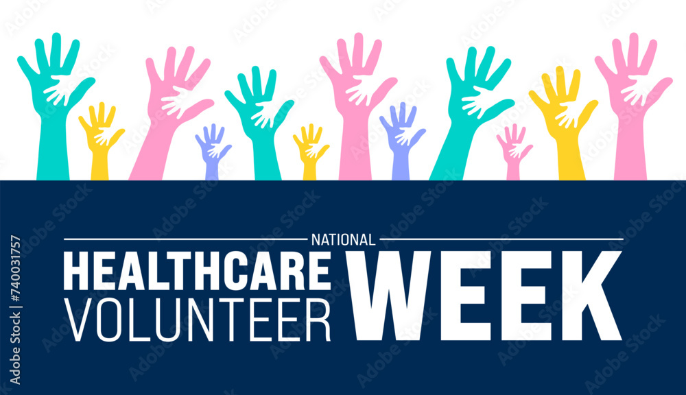 March is National Healthcare Volunteer Week background template. Holiday concept. use to background, banner, placard, card, and poster design template with text inscription and standard color. vector - obrazy, fototapety, plakaty 