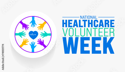 March is National Healthcare Volunteer Week background template. Holiday concept. use to background, banner, placard, card, and poster design template with text inscription and standard color. vector