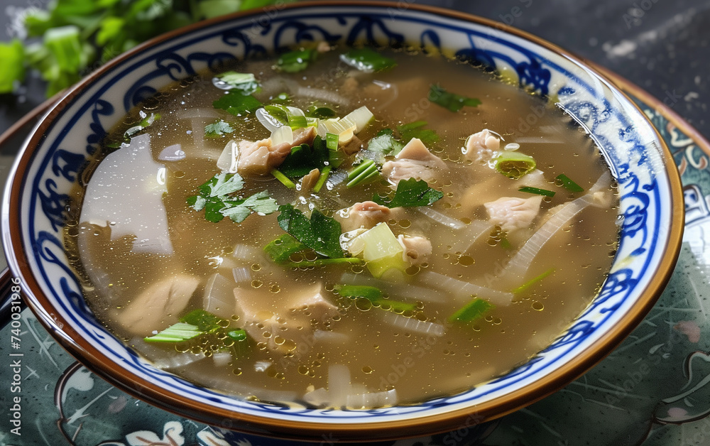Mustard Lean Meat Soup,created with Generative AI tecnology.
Mustard Lean Meat Soup,created with Generative AI tecnology.