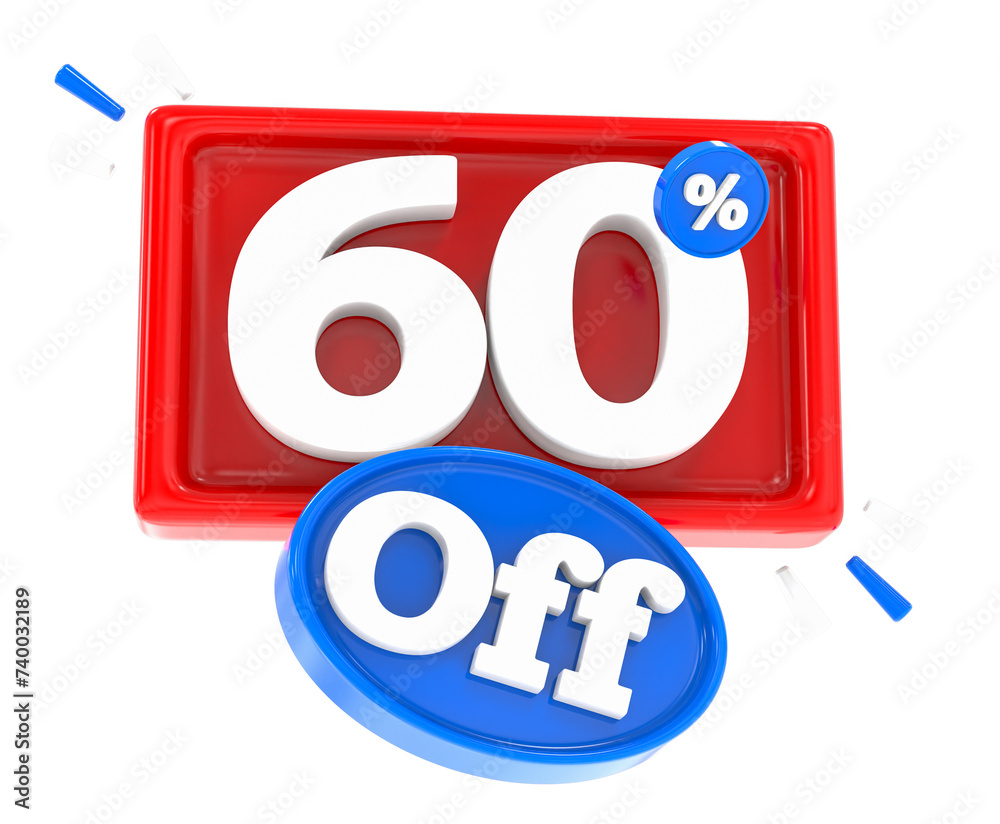 60 percent discount Blue 3d render 60 percent discount Blue 3d render