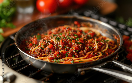 spaghetti on plate,created with Generative AI tecnology.