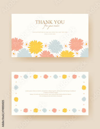 greeting card. thankyou card with cute flowers. printable for your small business	