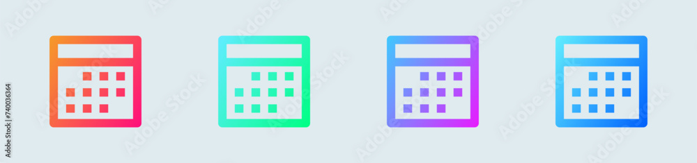 Calendar line icon in gradient colors. Event signs vector illustration. Calendar line icon in gradient colors. Event signs vector illustration.