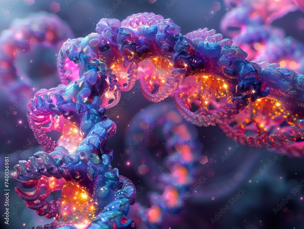 Fototapeta premium DNA helix spiraling around a core of pure energy radiating from an unknown cosmic phenomenon