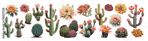Watercolor vector set of cactus and succulent. Plant illustration. photo