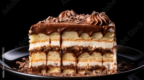 Tiramisu cheesecake isolated on a white background