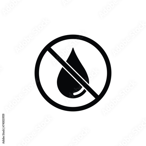 No water resistant, no waterproof warning sign, vector illustration. Don’t expose to liquids, no water drop