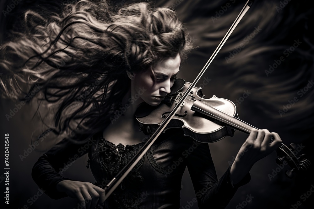 Fototapeta premium String duet: violinists on the concert stage