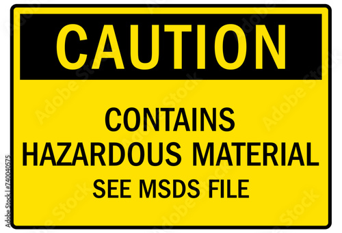 Safety data sheet sign and labels