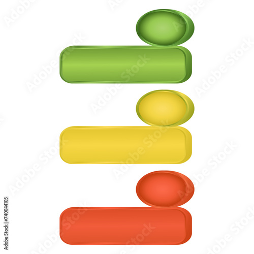 3d simple and elegant with circle shape text box green, yellow, red