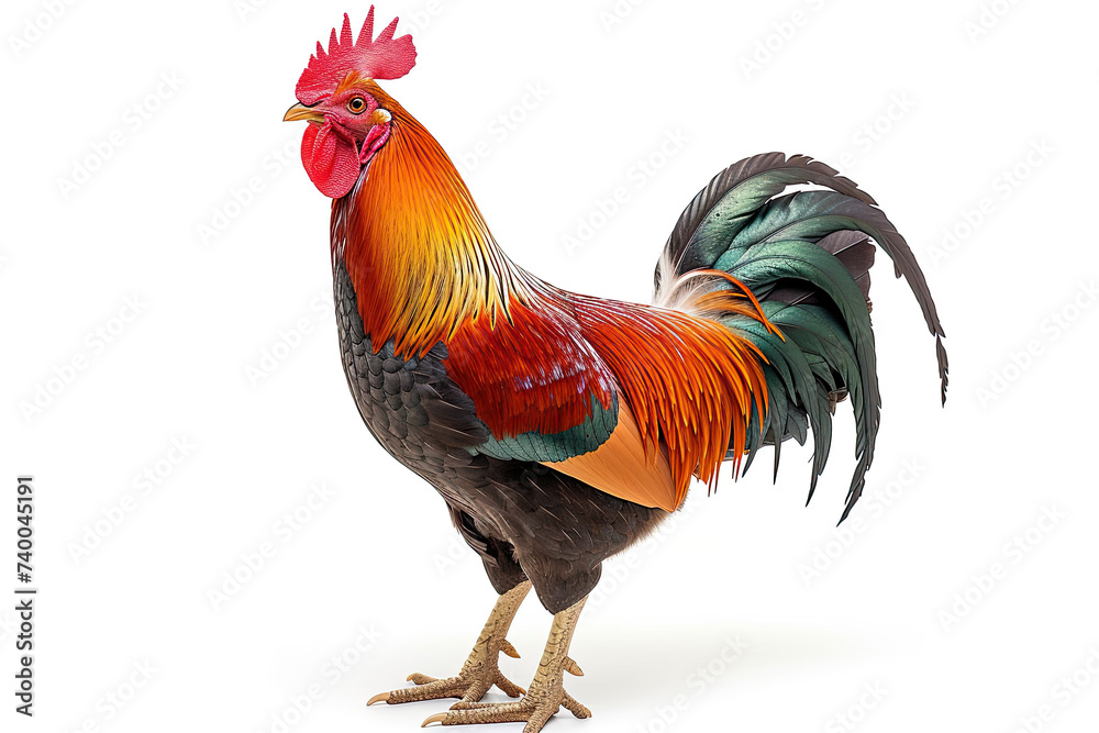 Fototapeta premium rooster standing isolated on a white background