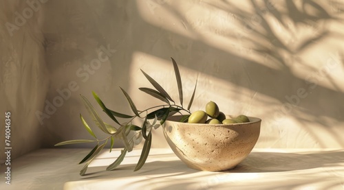 a pot containing an olive or two lying on it's side